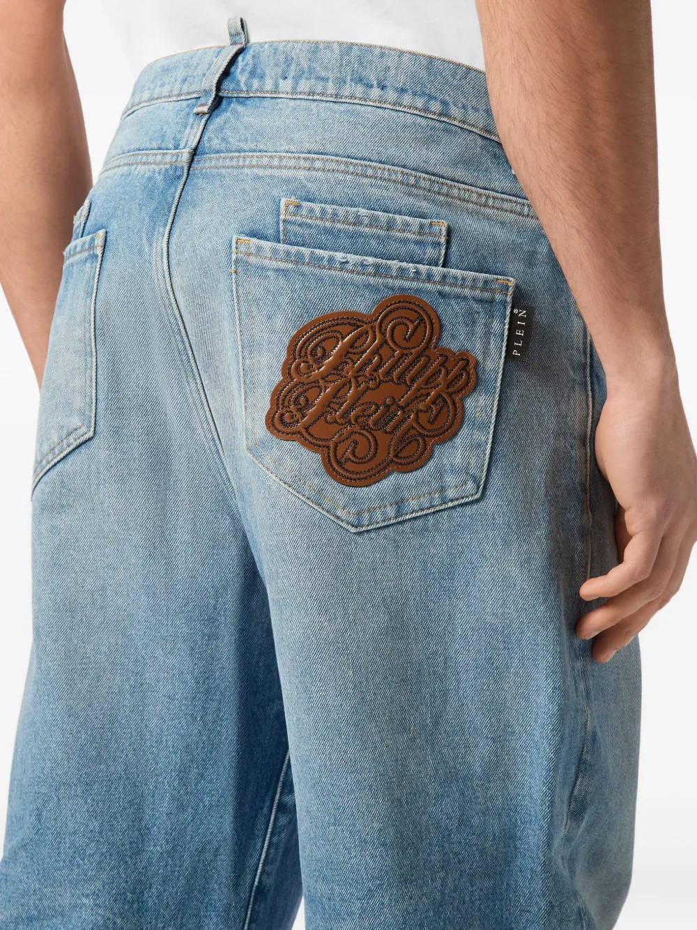 Philipp Plein Jeans met logopatch Blauw