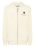 Philipp Plein Basic Plein Old Dye zip-up hoodie - White