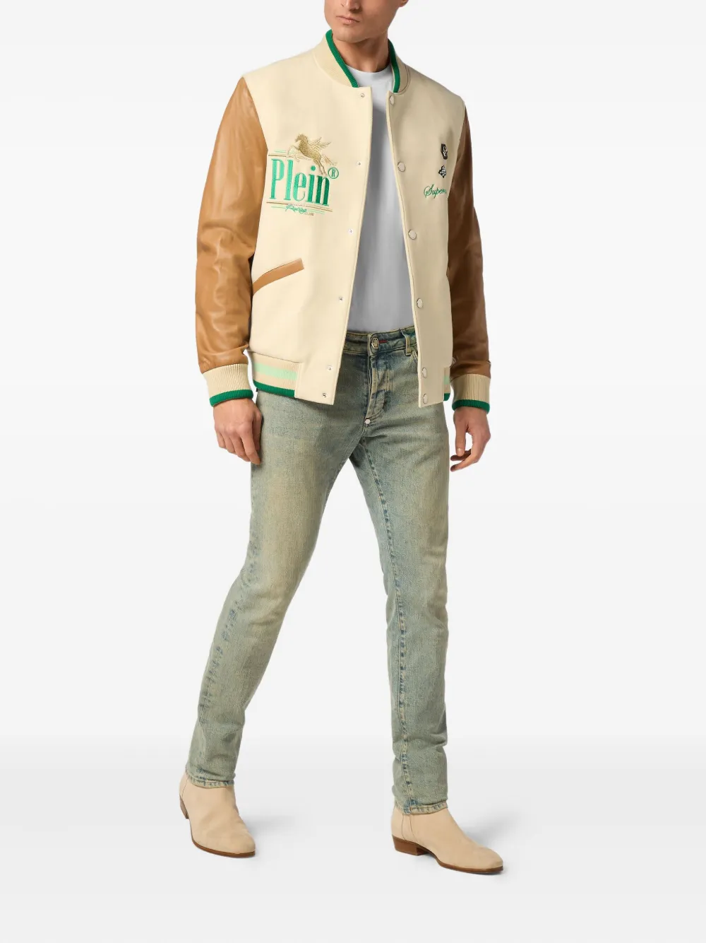 Philipp Plein Racing Club College bomber jacket - Beige