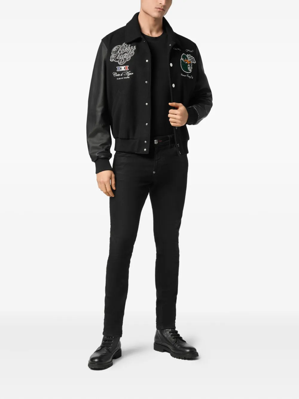 Philipp Plein Coster College PP Ducks bomber jacket - Zwart