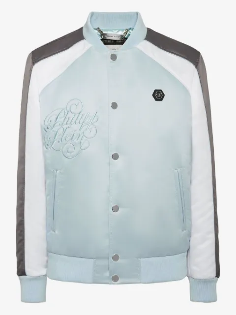 Philipp Plein logo-embroidered satin bomber jacket