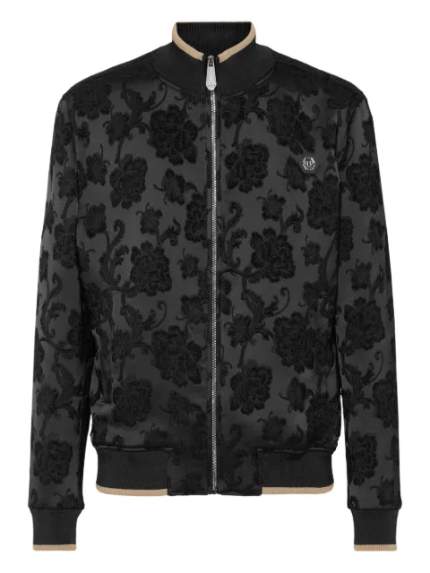 Philipp Plein chamarra bomber con motivo floral en jacquard