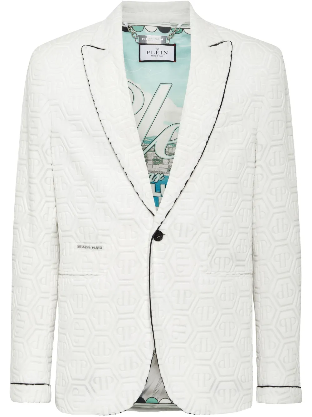 Philipp Plein Monogram Blazer In White