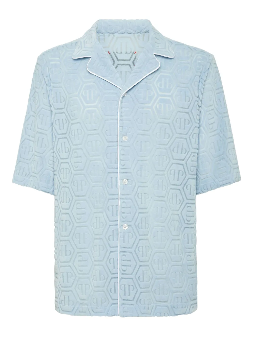 Philipp Plein Bowlingshirt met jacquard-monogram Blauw