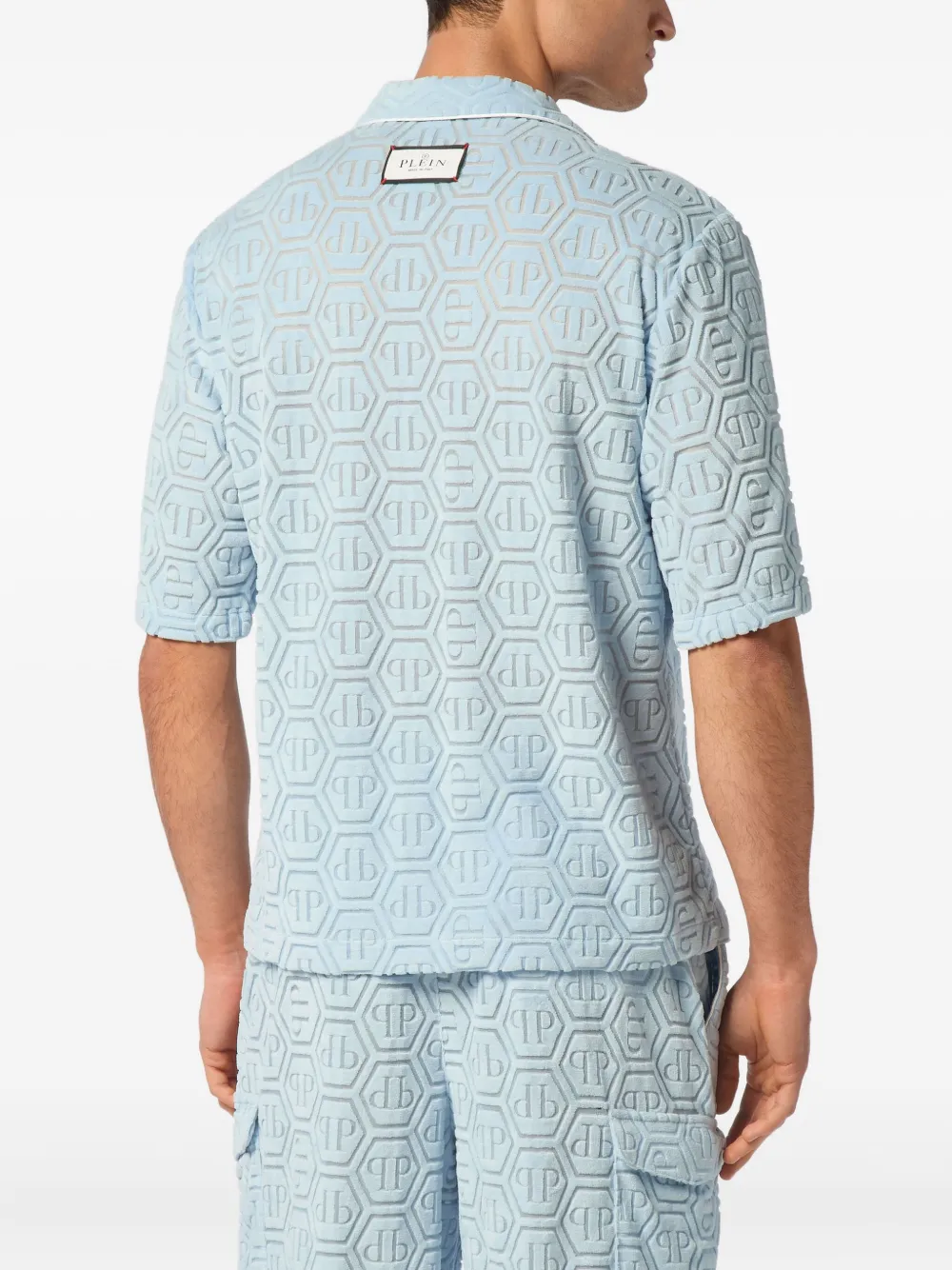 Philipp Plein Bowlingshirt met jacquard-monogram Blauw