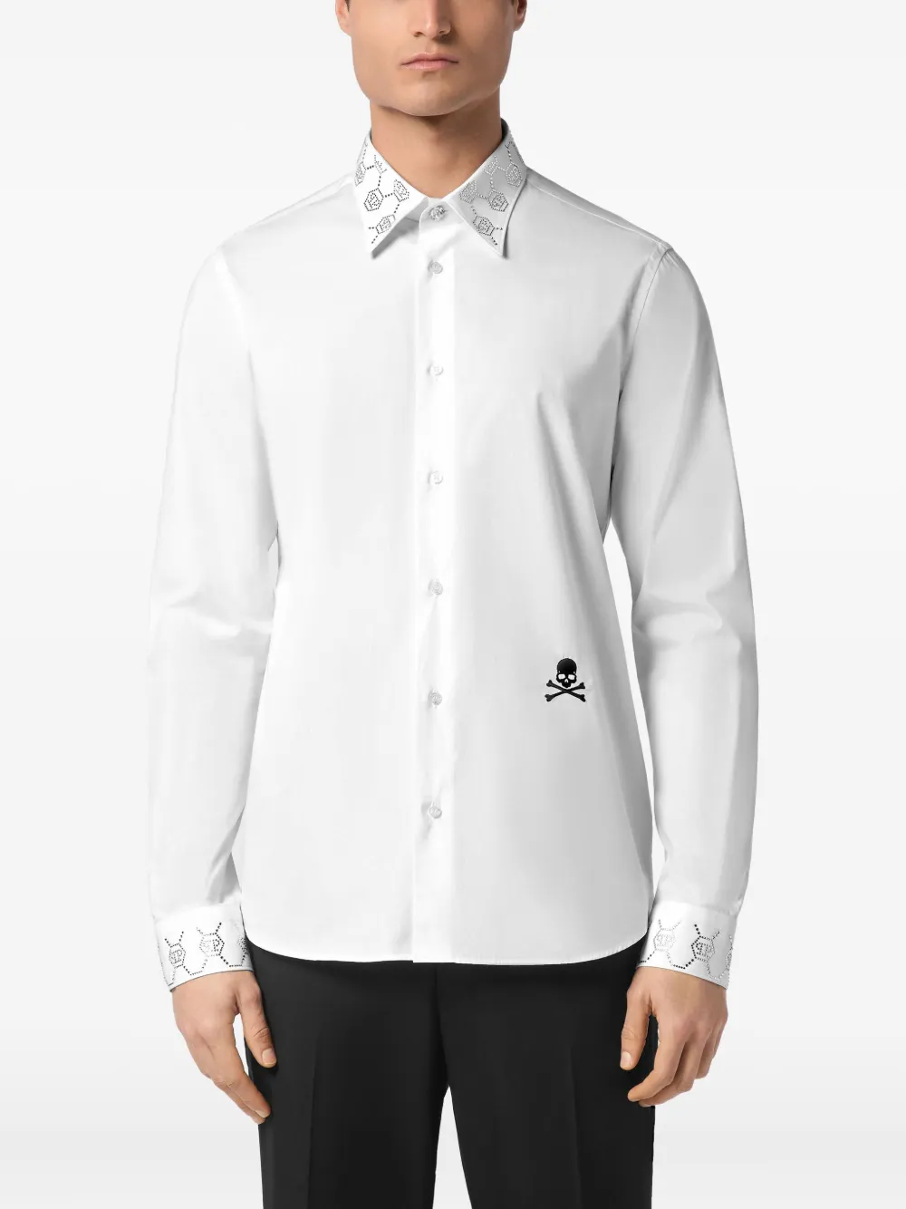Philipp Plein Overhemd verfraaid met monogram Wit