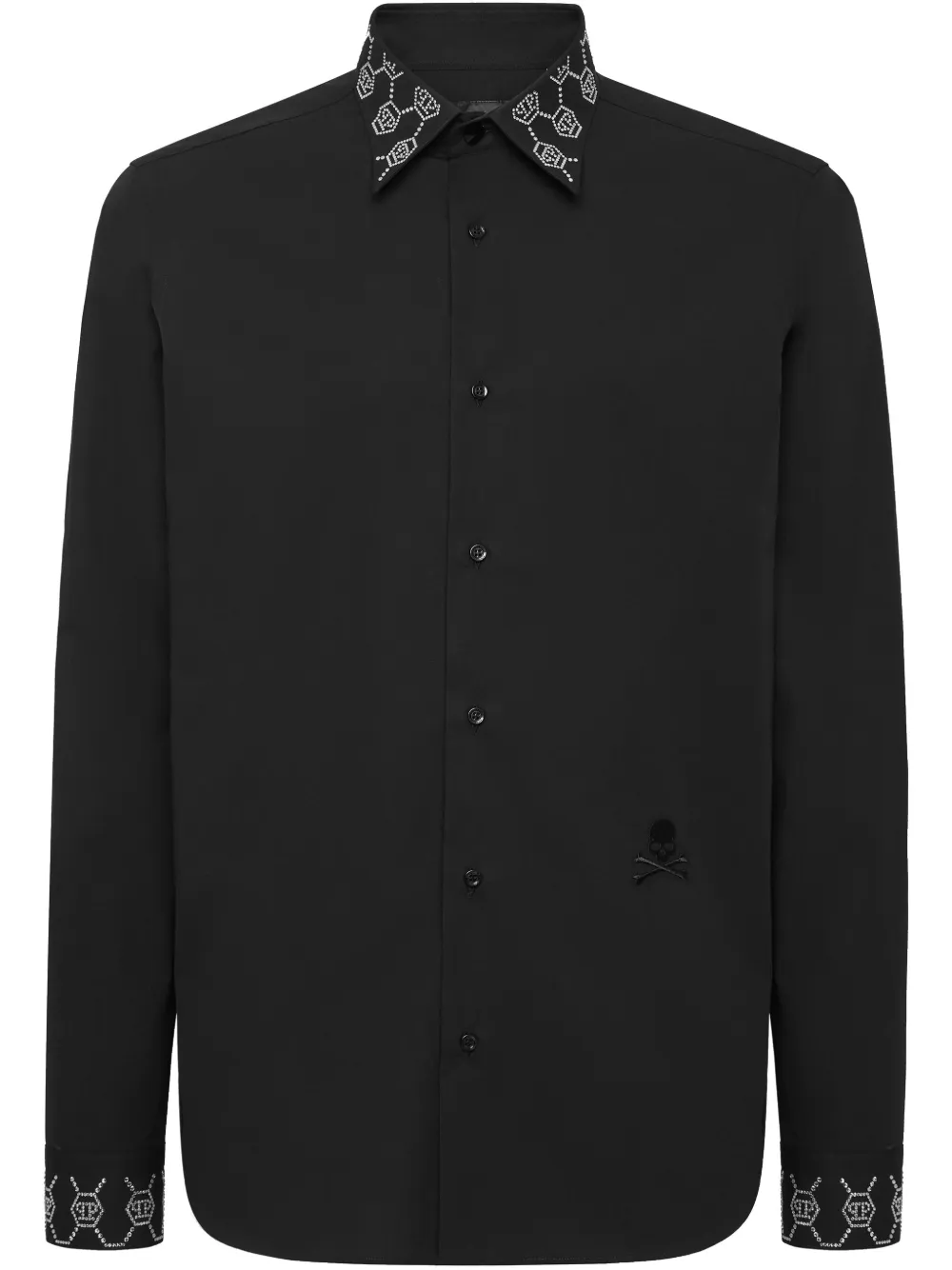 Philipp Plein モノグラムトリム シャツ - ブラック Philipp Plein モノグラムトリム シャツ - ブラック