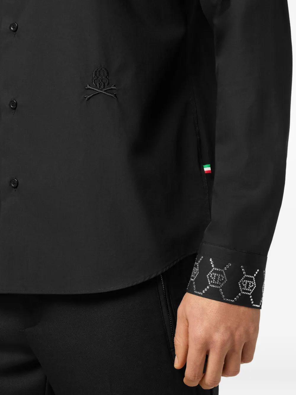Philipp Plein Overhemd verfraaid met monogram Zwart