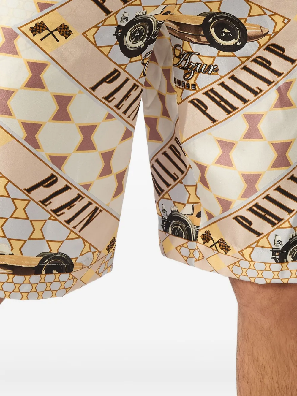 Philipp Plein Cool Kid Cut printed silk shorts Beige