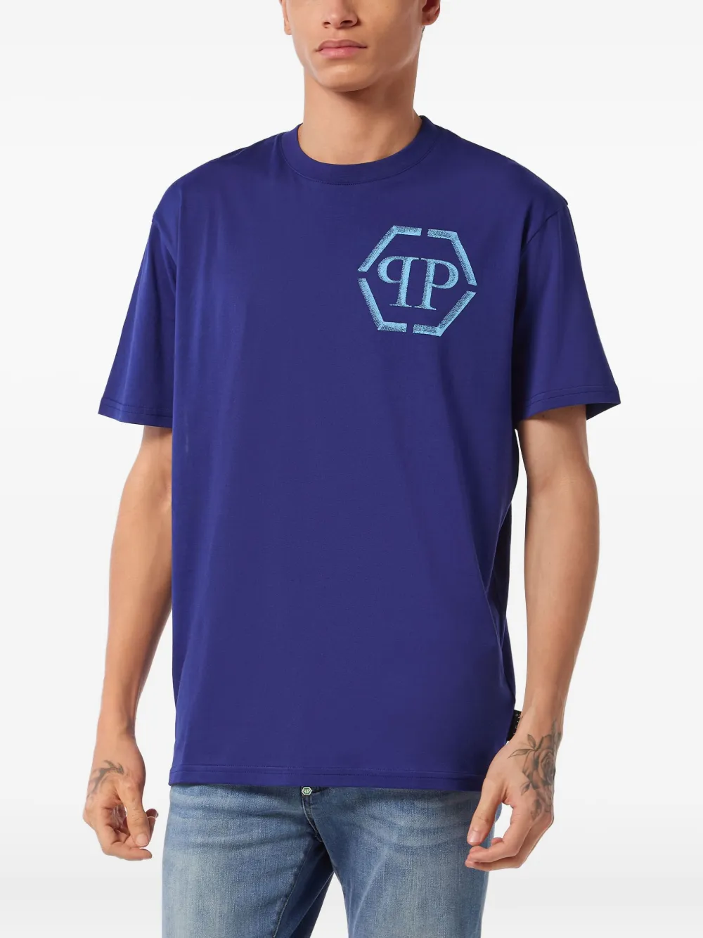 Philipp Plein Hexagon T-shirt Blauw
