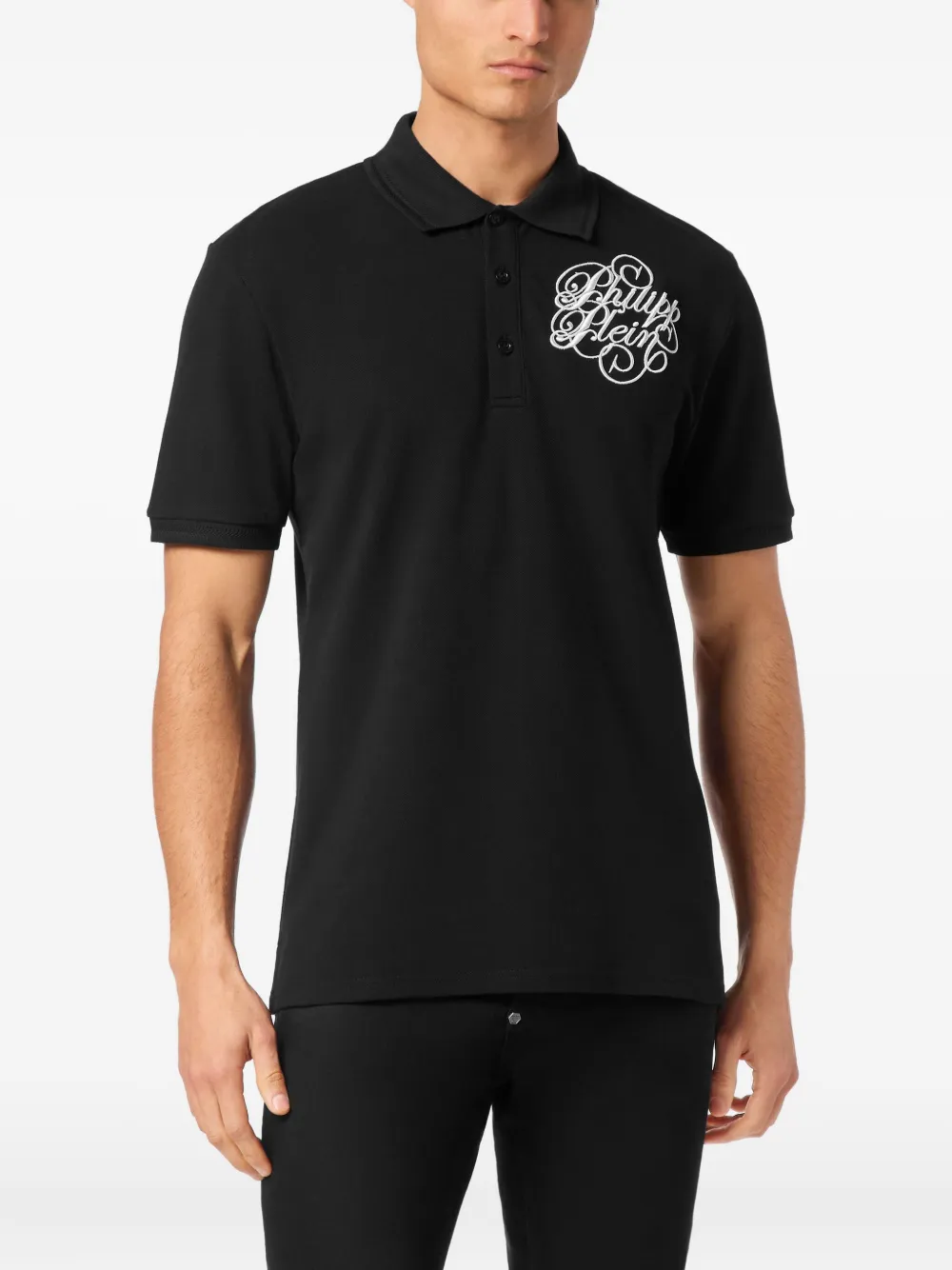 Philipp Plein Full Stones Coursive poloshirt Zwart