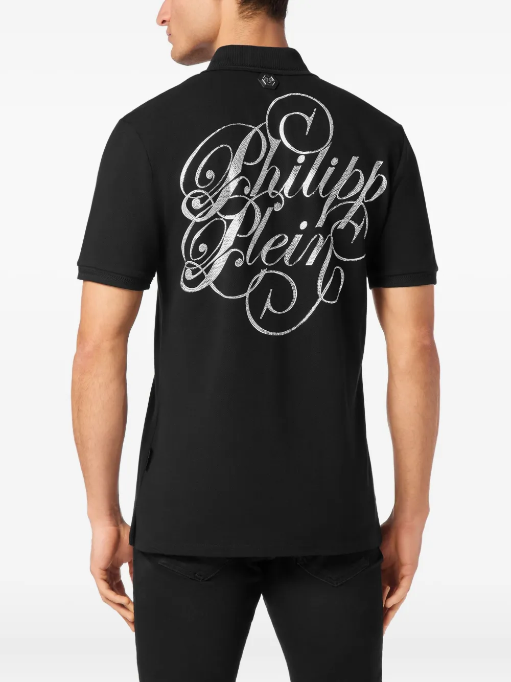 Philipp Plein Full Stones Coursive poloshirt Zwart