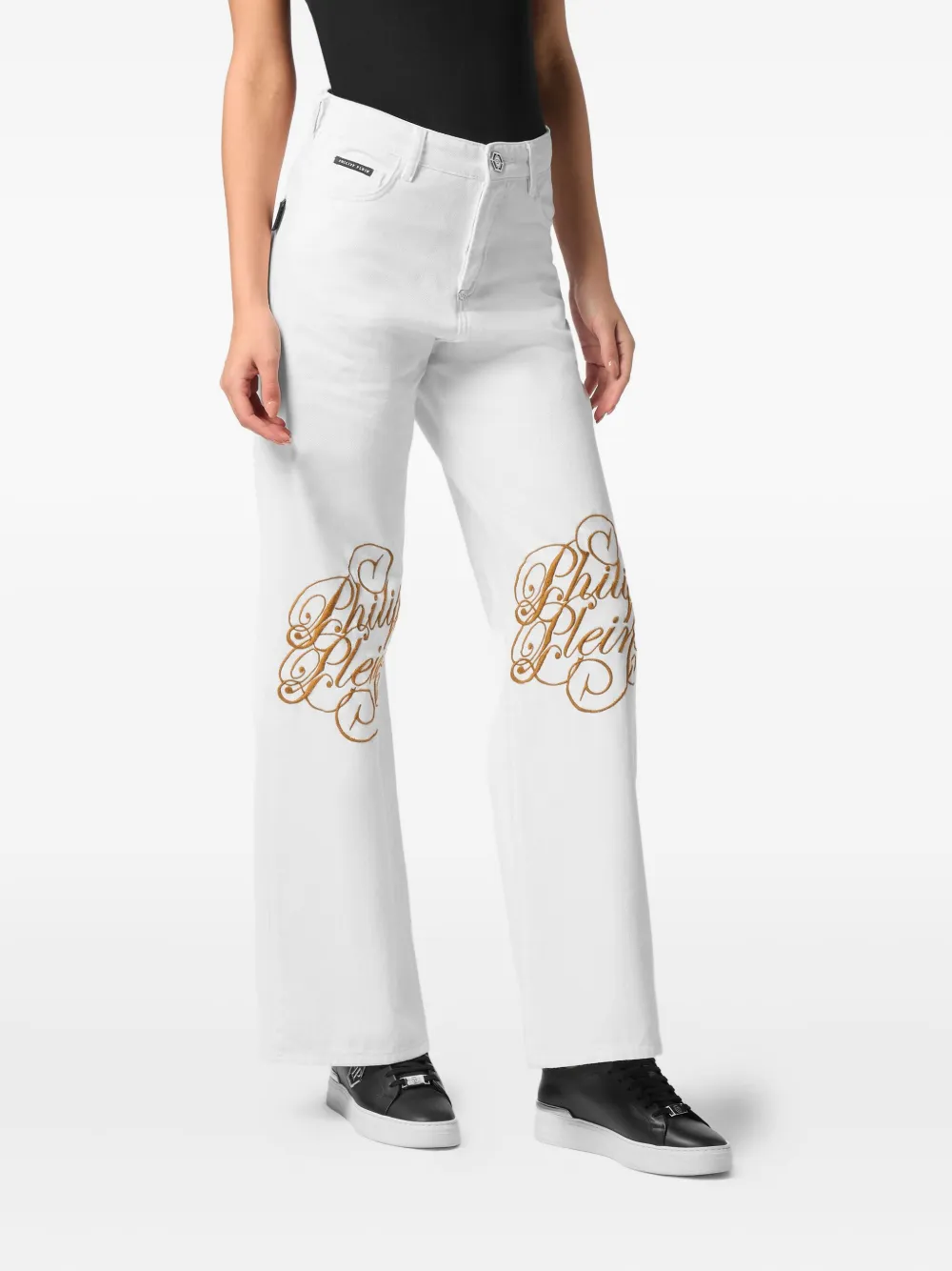 Philipp Plein Jeans met geborduurd logo Wit