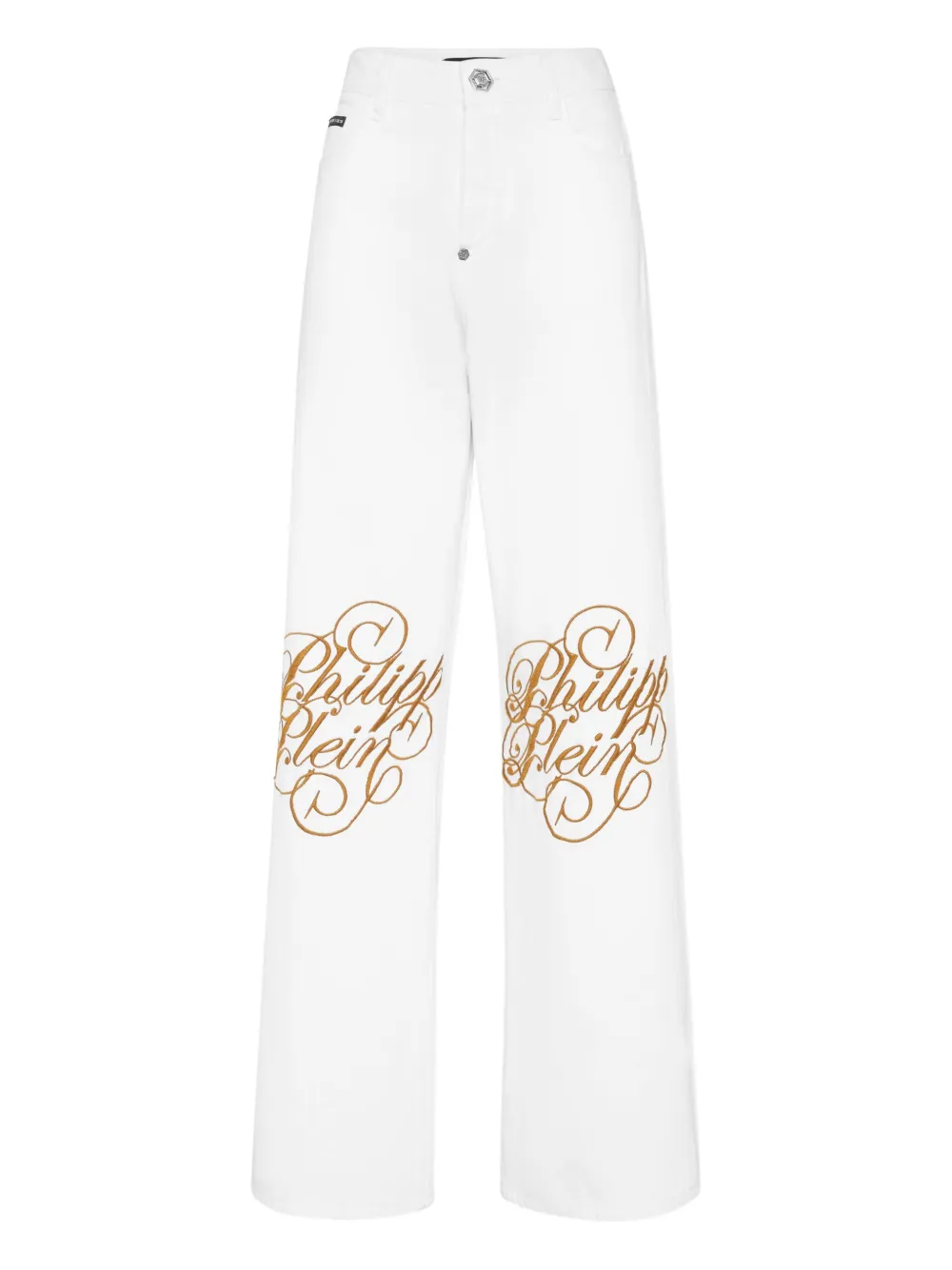 Philipp Plein Jeans met geborduurd logo Wit