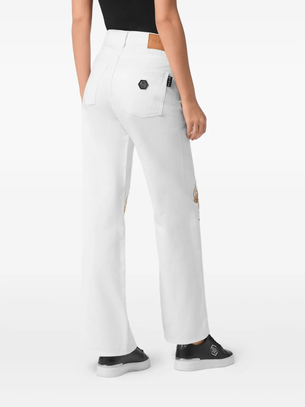 Philipp Plein Jeans met geborduurd logo Wit