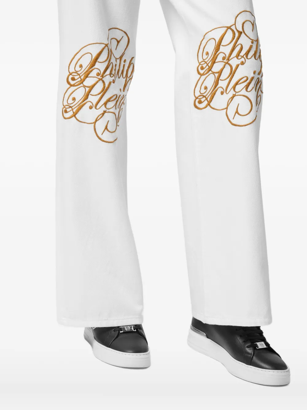 Philipp Plein Jeans met geborduurd logo Wit