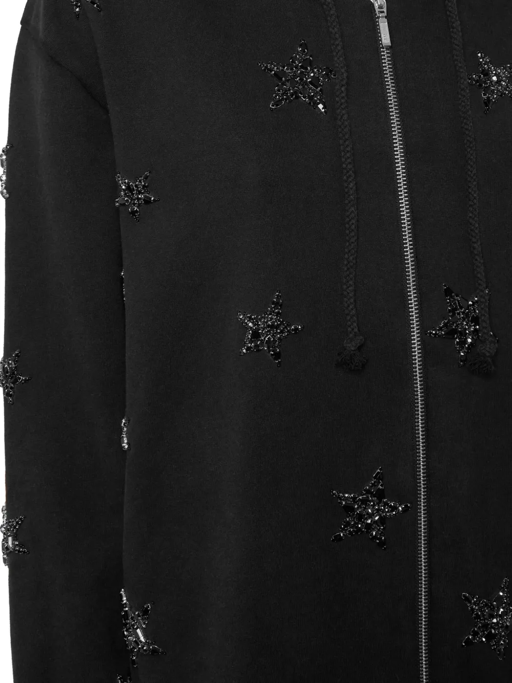 Philipp Plein Star-embellished Zip-up Hoodie In Black
