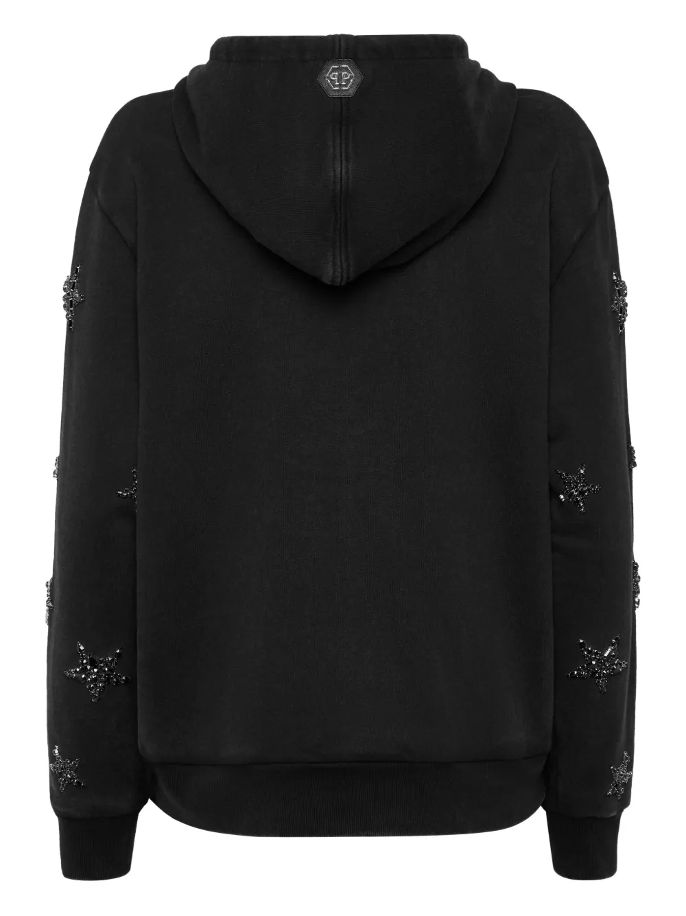 Philipp Plein Hoodie verfraaid met ster en rits - Zwart