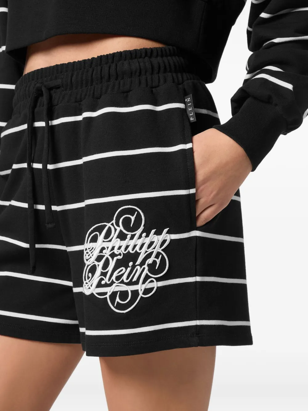 Philipp Plein Gestreepte shorts Zwart