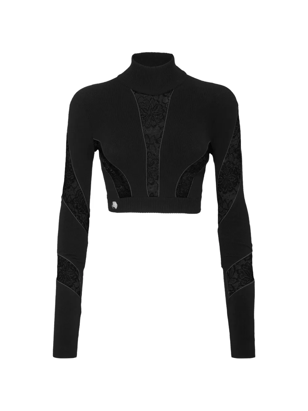 Philipp Plein lace long-sleeved cropped top - Nero