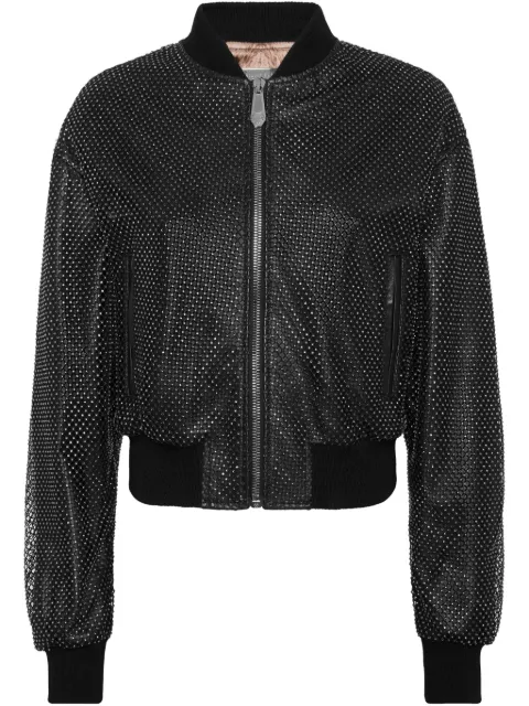 Philipp Plein leather bomber jacket