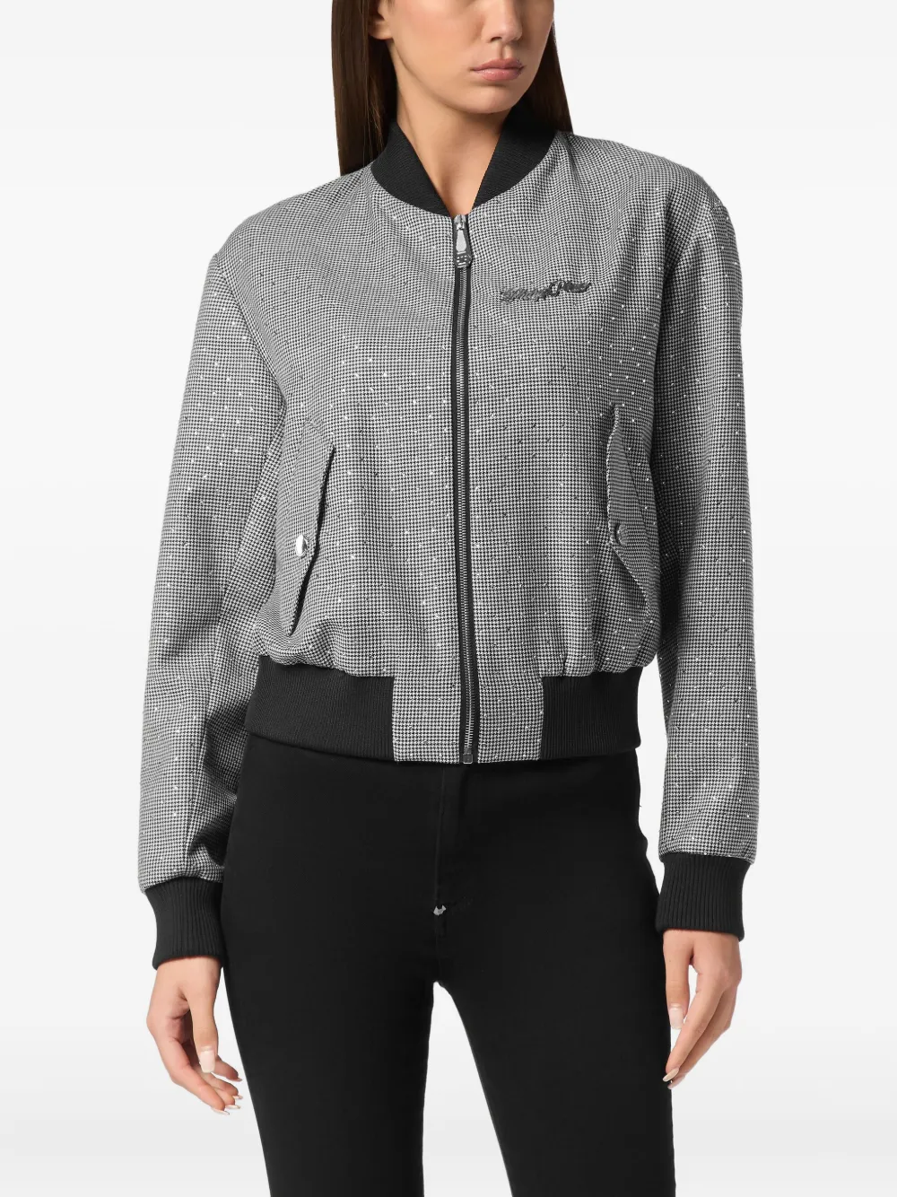 Philipp Plein Cropped bomberjack Zwart