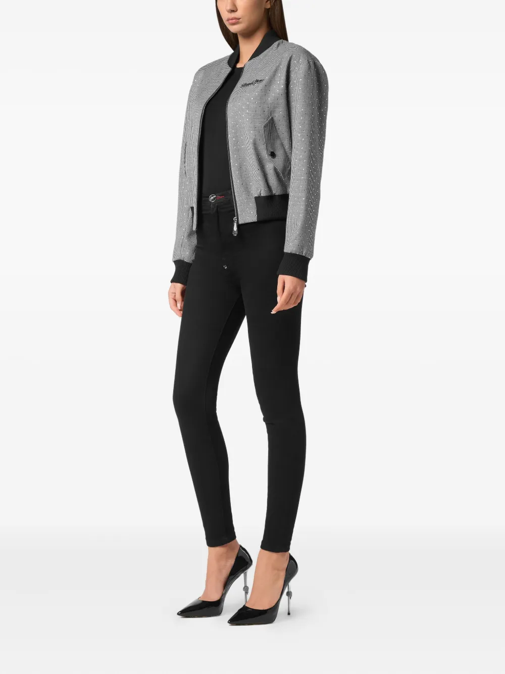 Philipp Plein Cropped bomberjack Zwart