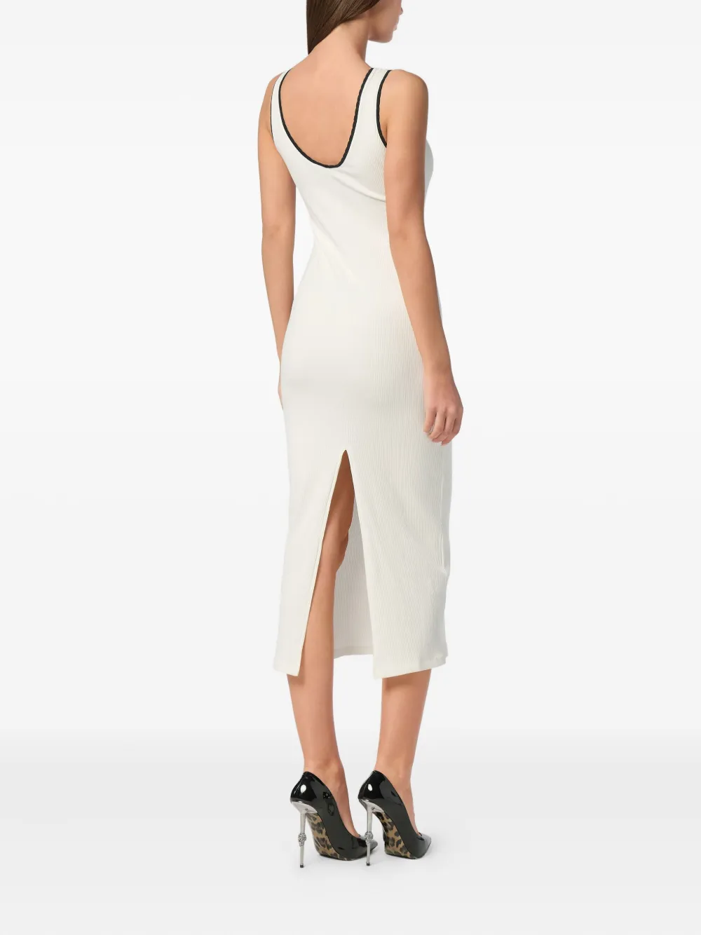 Philipp Plein Geribbelde jurk Wit