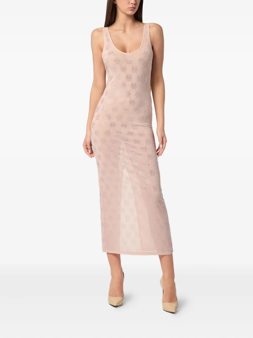 Philipp Plein monogram midi dress - Roze