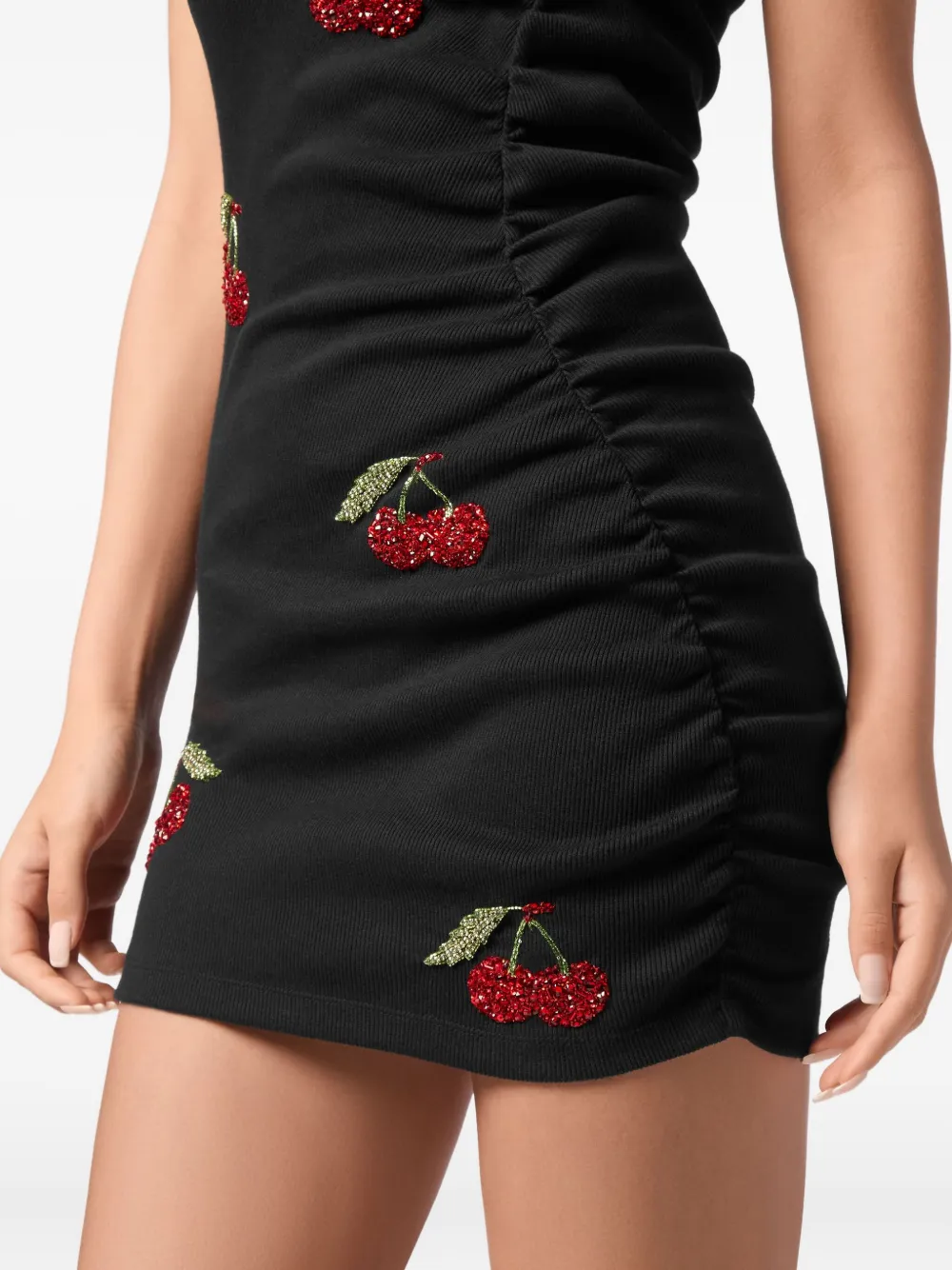 Philipp Plein Mini-jurk met kersenpatroon Zwart