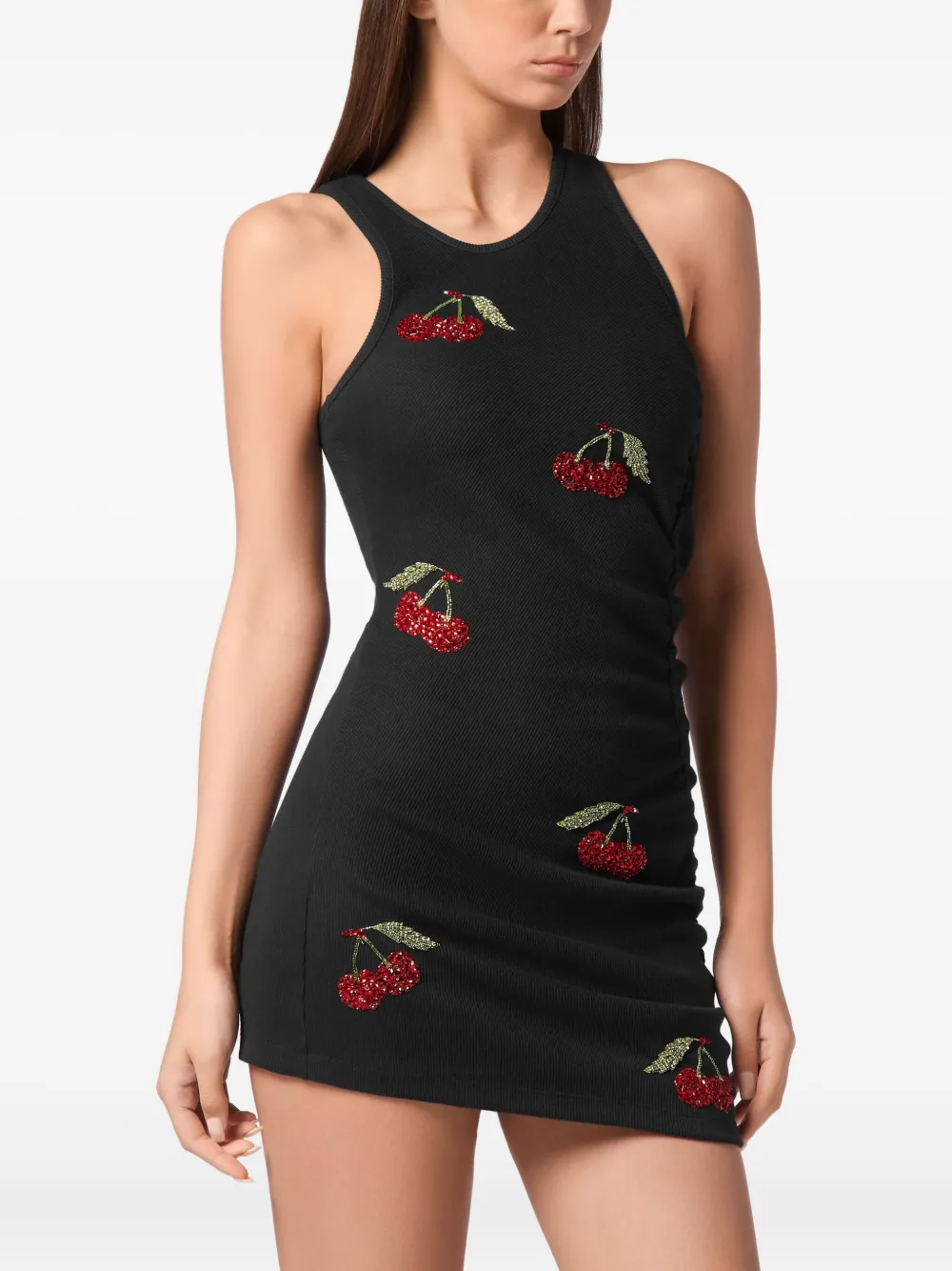 Philipp Plein Mini-jurk met kersenpatroon Zwart