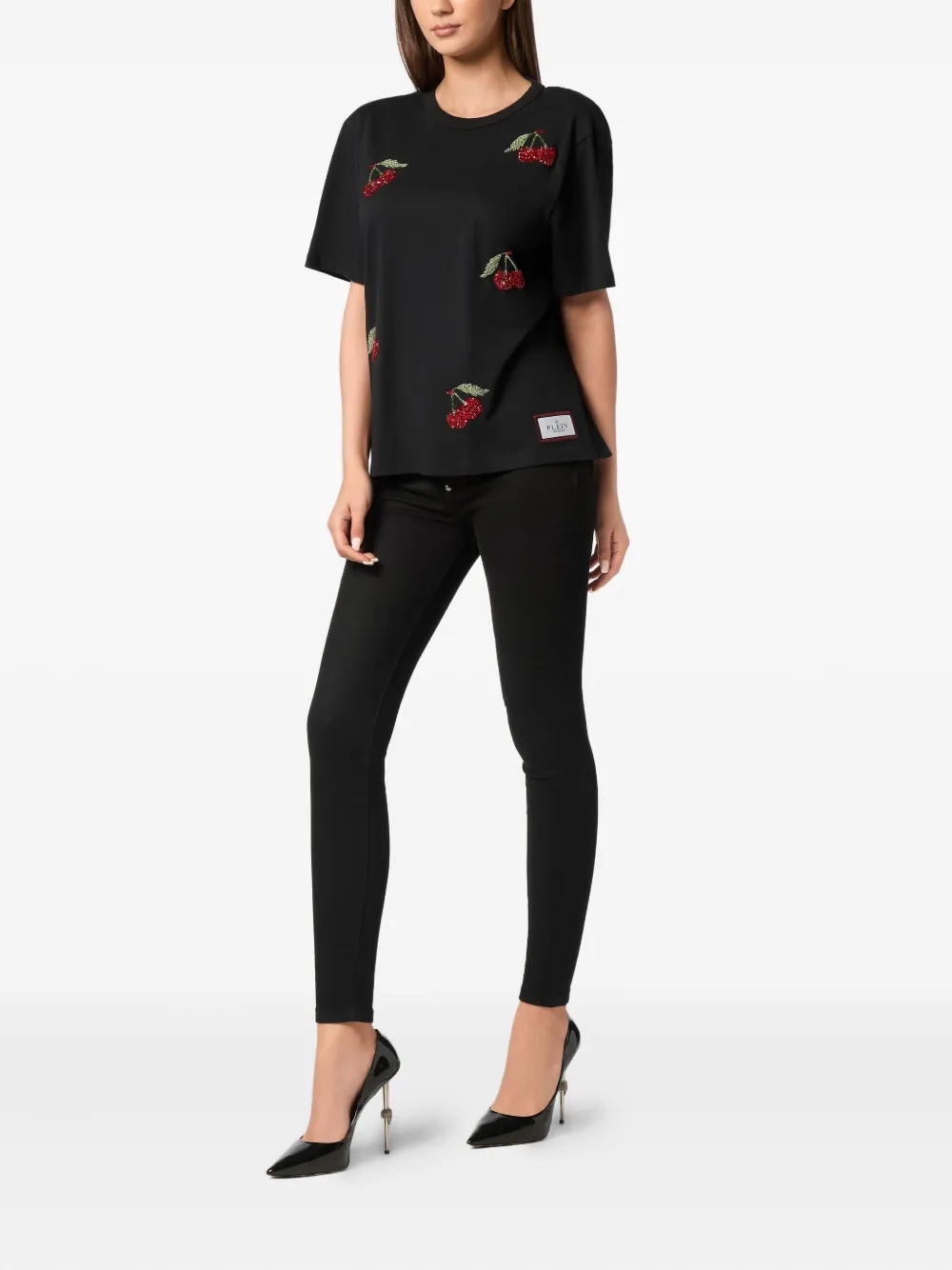 Philipp Plein T-shirt met kersenprint Zwart