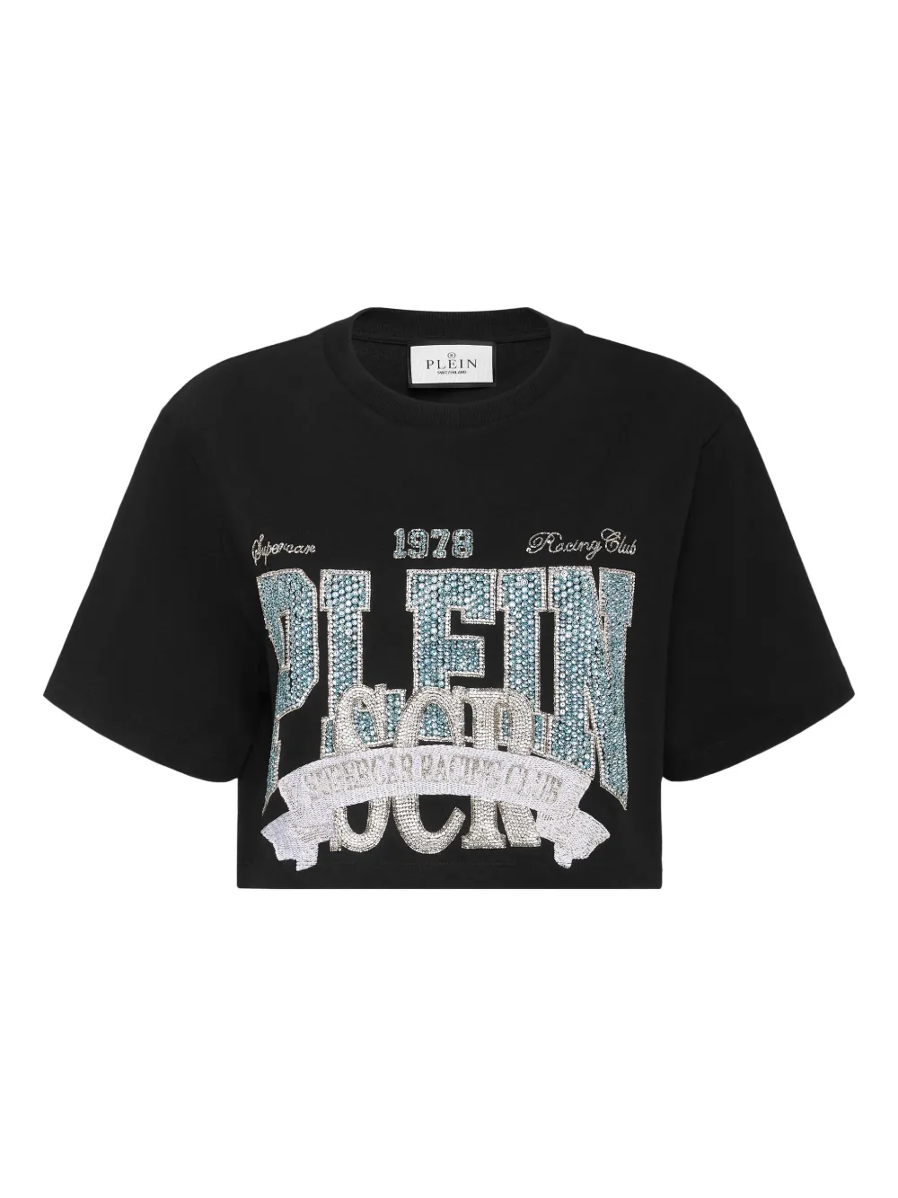 Philipp Plein crystal-embellished cropped t-shirt Zwart