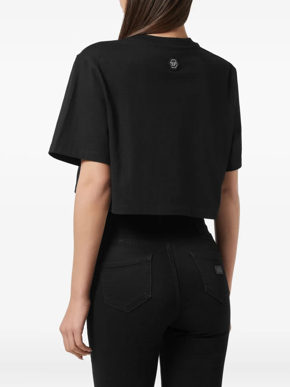 Philipp Plein crystal-embellished cropped t-shirt Zwart