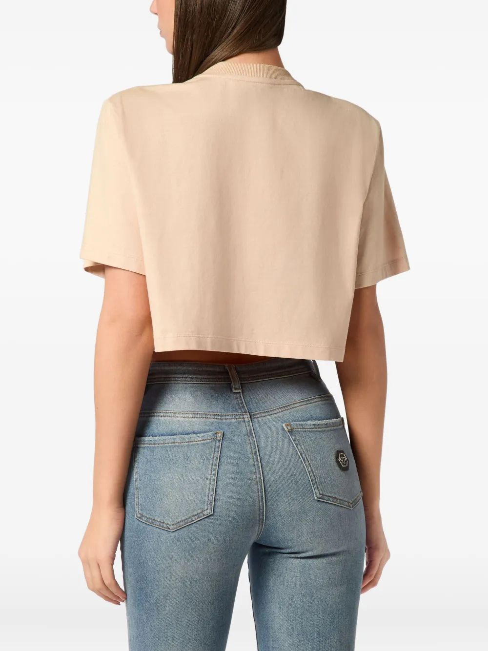 Philipp Plein Cropped T-shirt met Vintage-print Beige