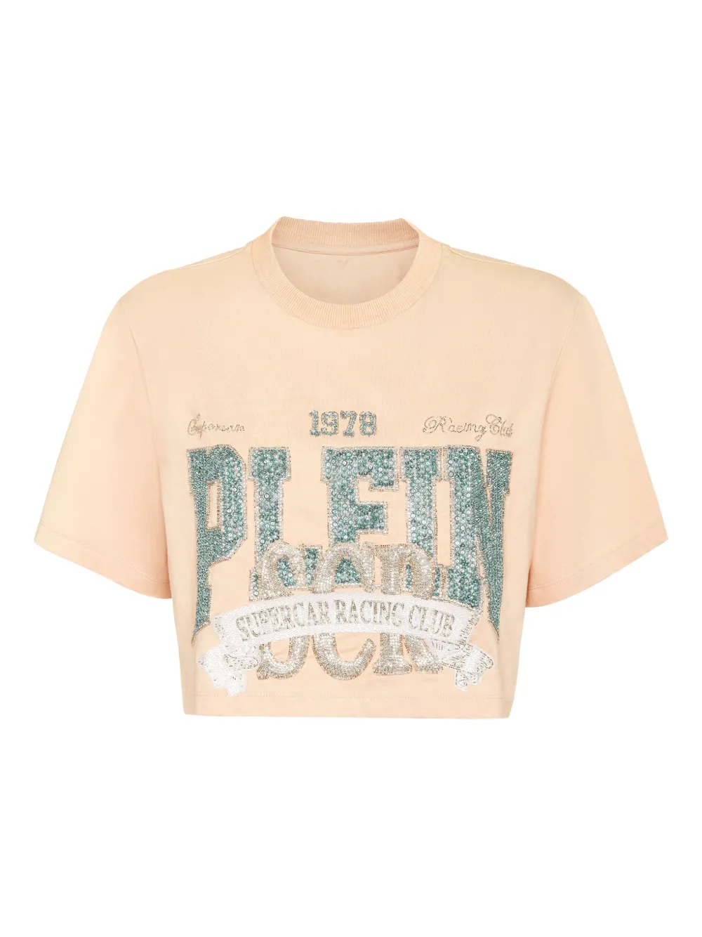 Philipp Plein Cropped T-shirt met Vintage-print Beige