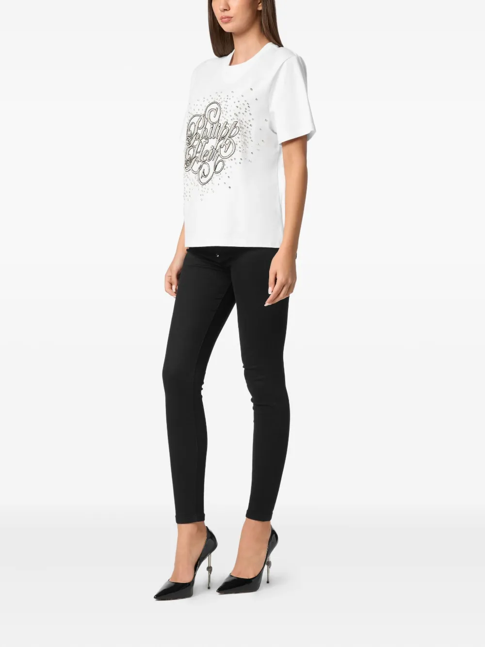 Shop Philipp Plein Crystal-embellished T-shirt