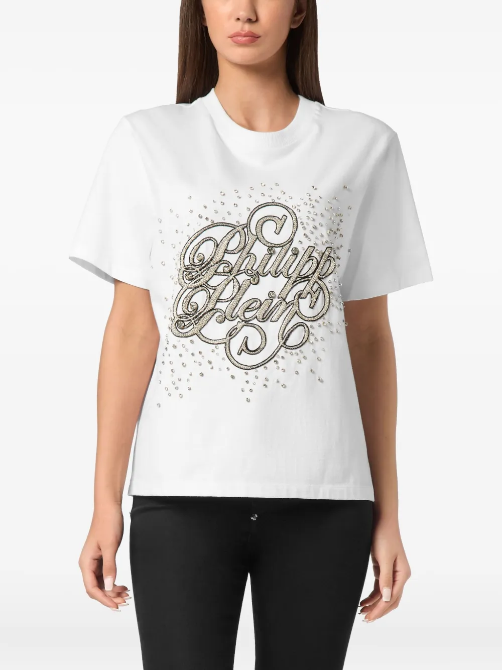 Shop Philipp Plein Crystal-embellished T-shirt