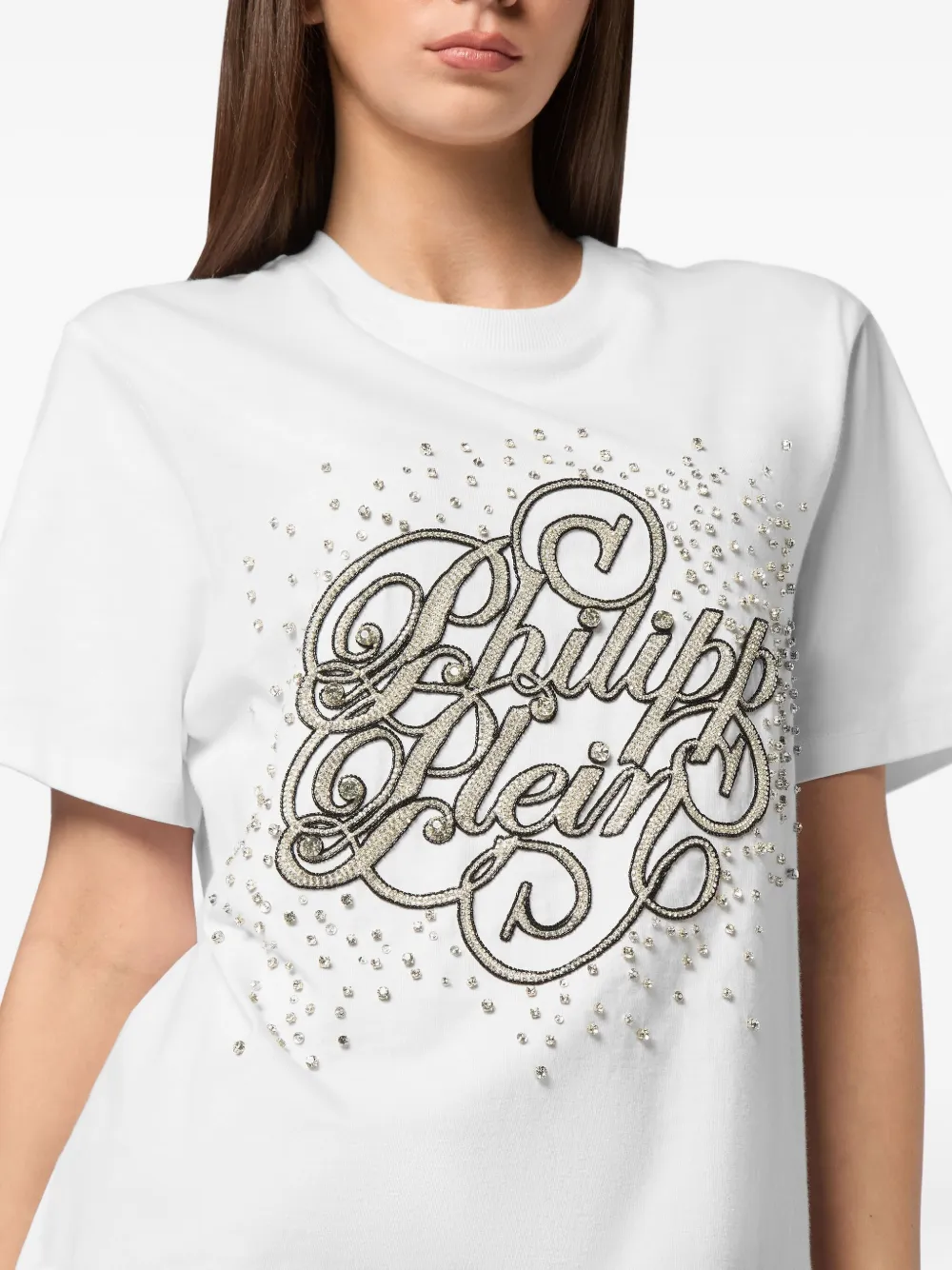 Shop Philipp Plein Crystal-embellished T-shirt