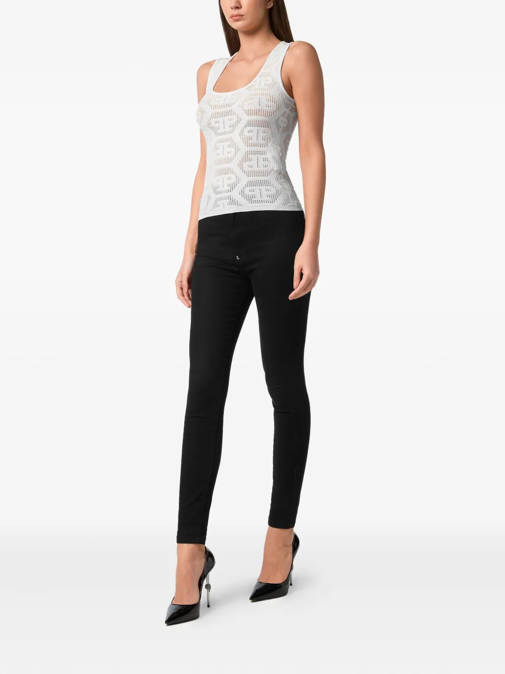Philipp Plein Tanktop met monogram Wit