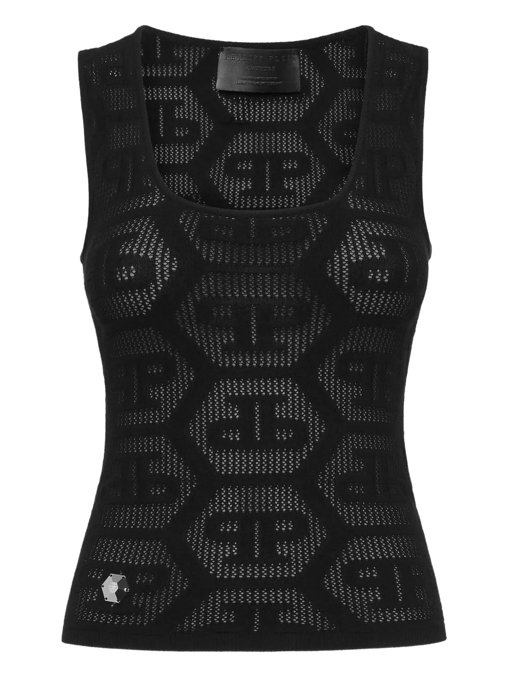 Philipp Plein monogram knitted tank top Zwart