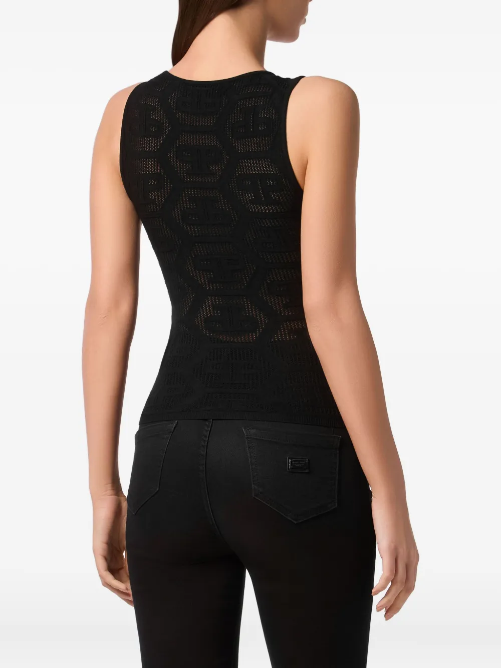 Philipp Plein monogram knitted tank top Zwart
