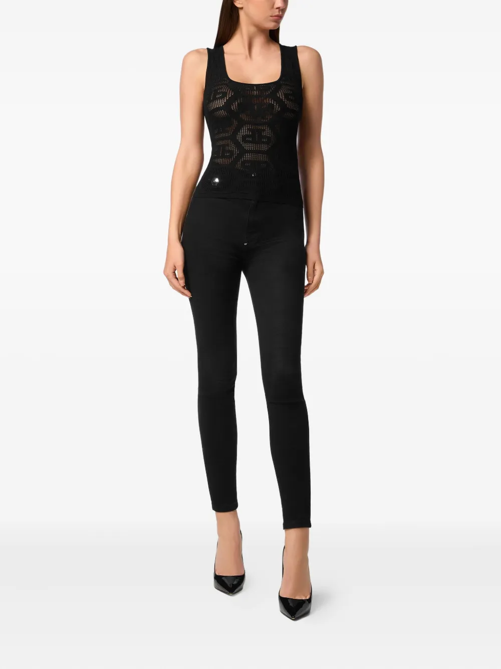 Philipp Plein monogram knitted tank top Zwart