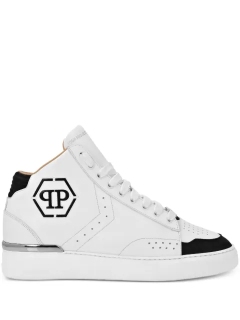 Philipp Plein baskets en cuir à plaque logo
