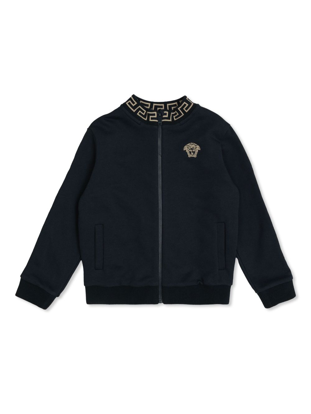 Versace Kids Medusa-embroidery cardigan - Blue