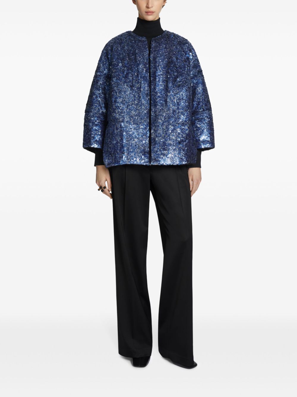 DRIES VAN NOTEN Verfraaid cocon jack - Blauw