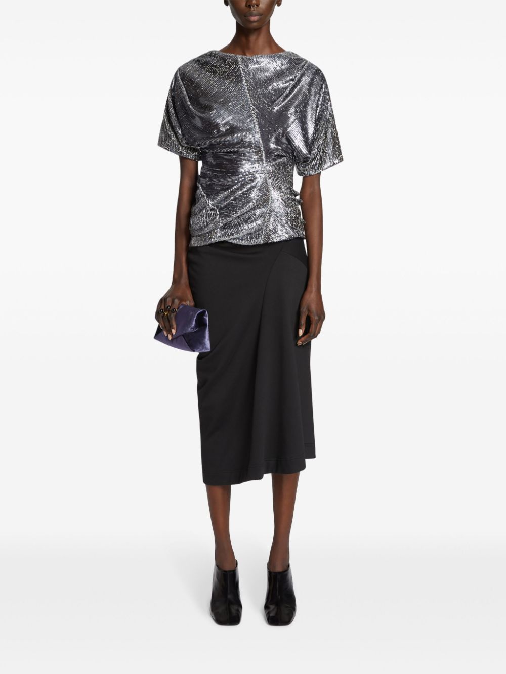 DRIES VAN NOTEN Gedrapeerde midi-rok - Zwart