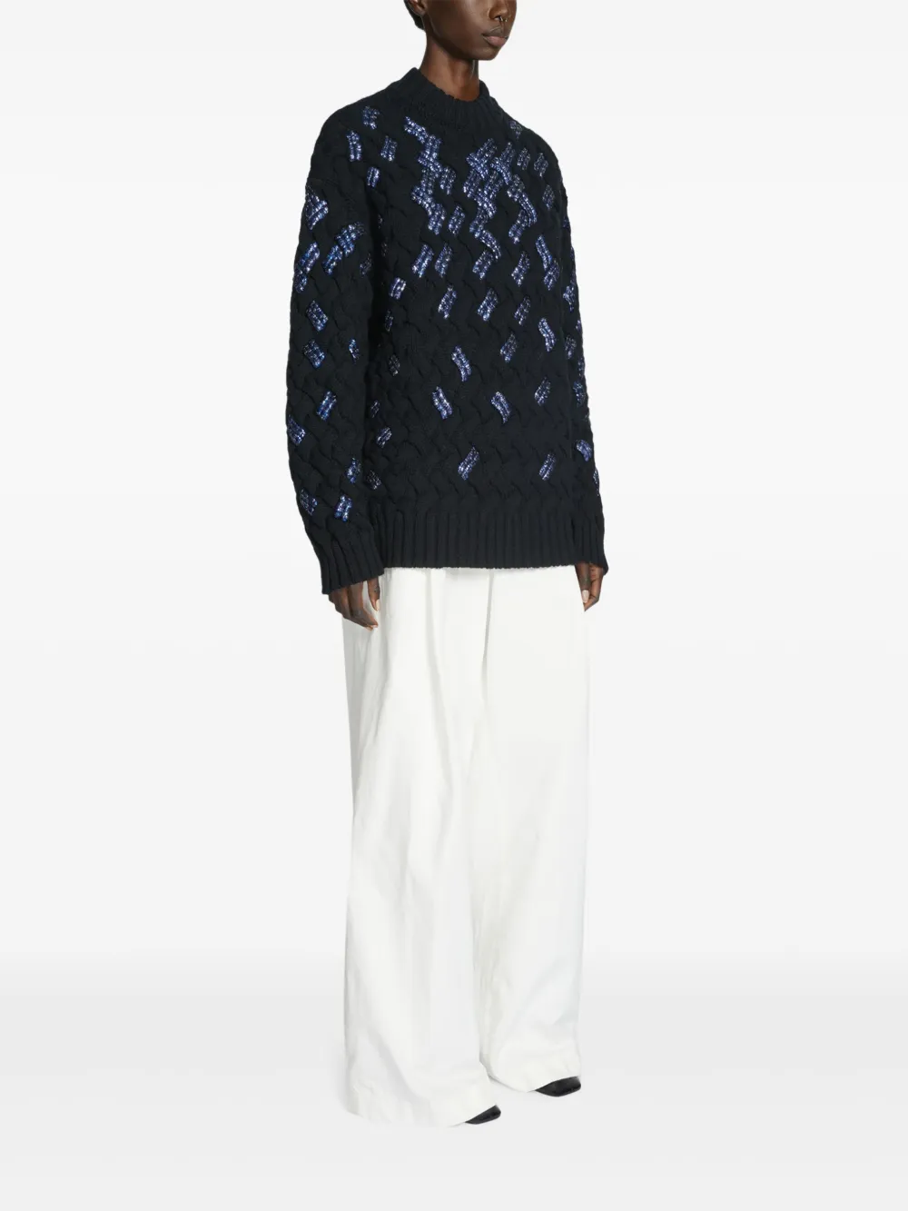 Dries Van Noten Sequin-embellished Sweater In Black