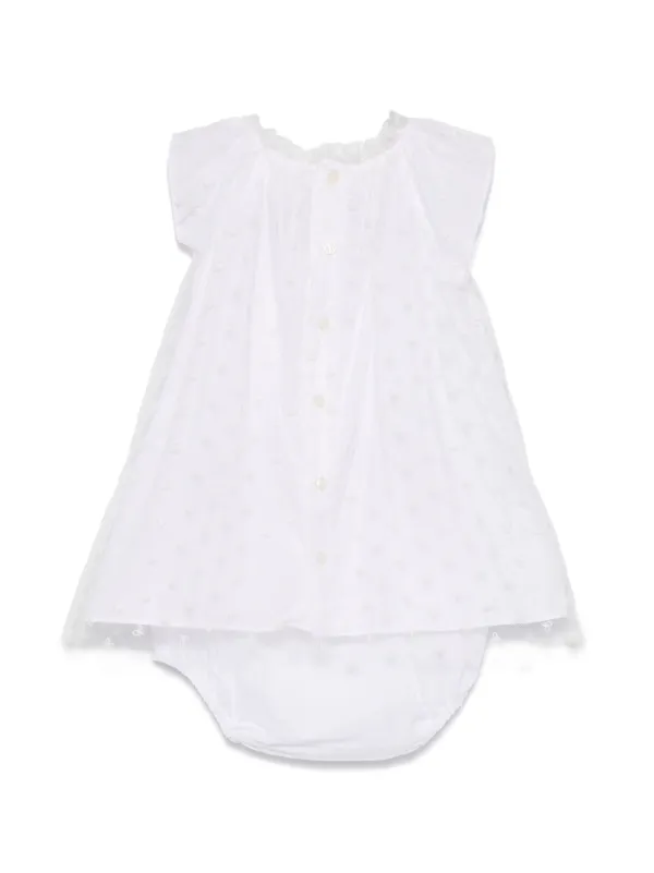 open lace back dress Jeanne smocked and embroidered silk dress • Bonpoint main image 0