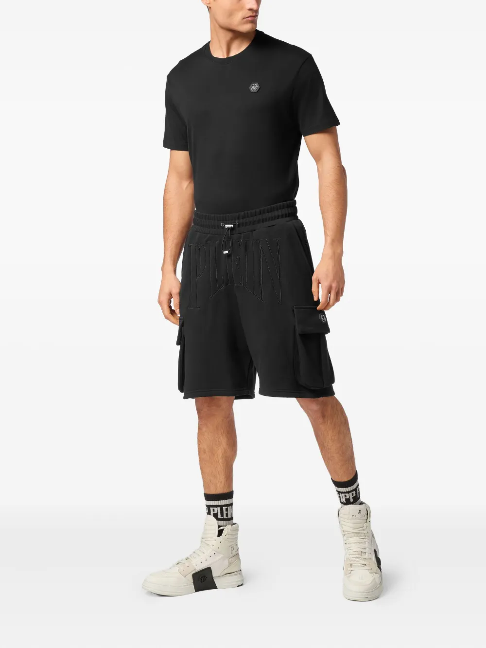 Philipp Plein logo cargo track shorts - Zwart